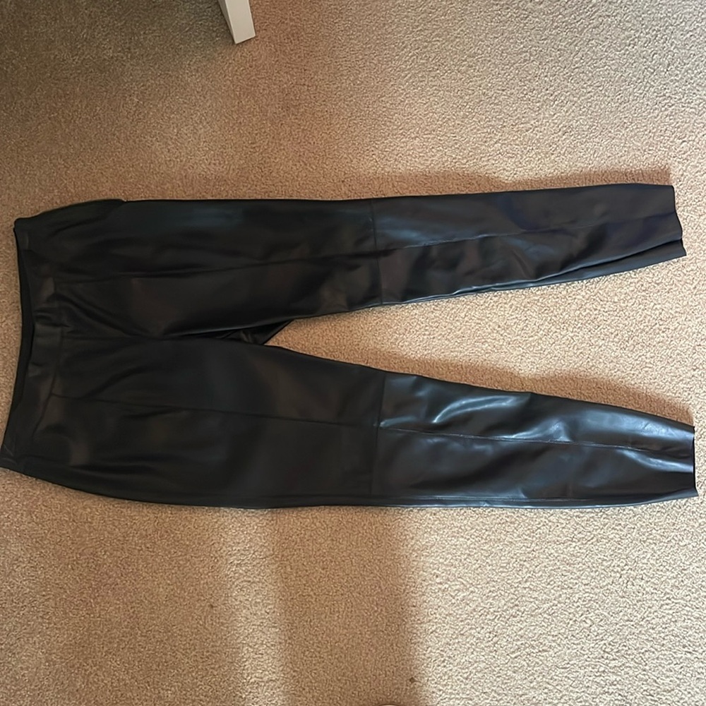 Know One Cares high rise faux leather skinny pants
